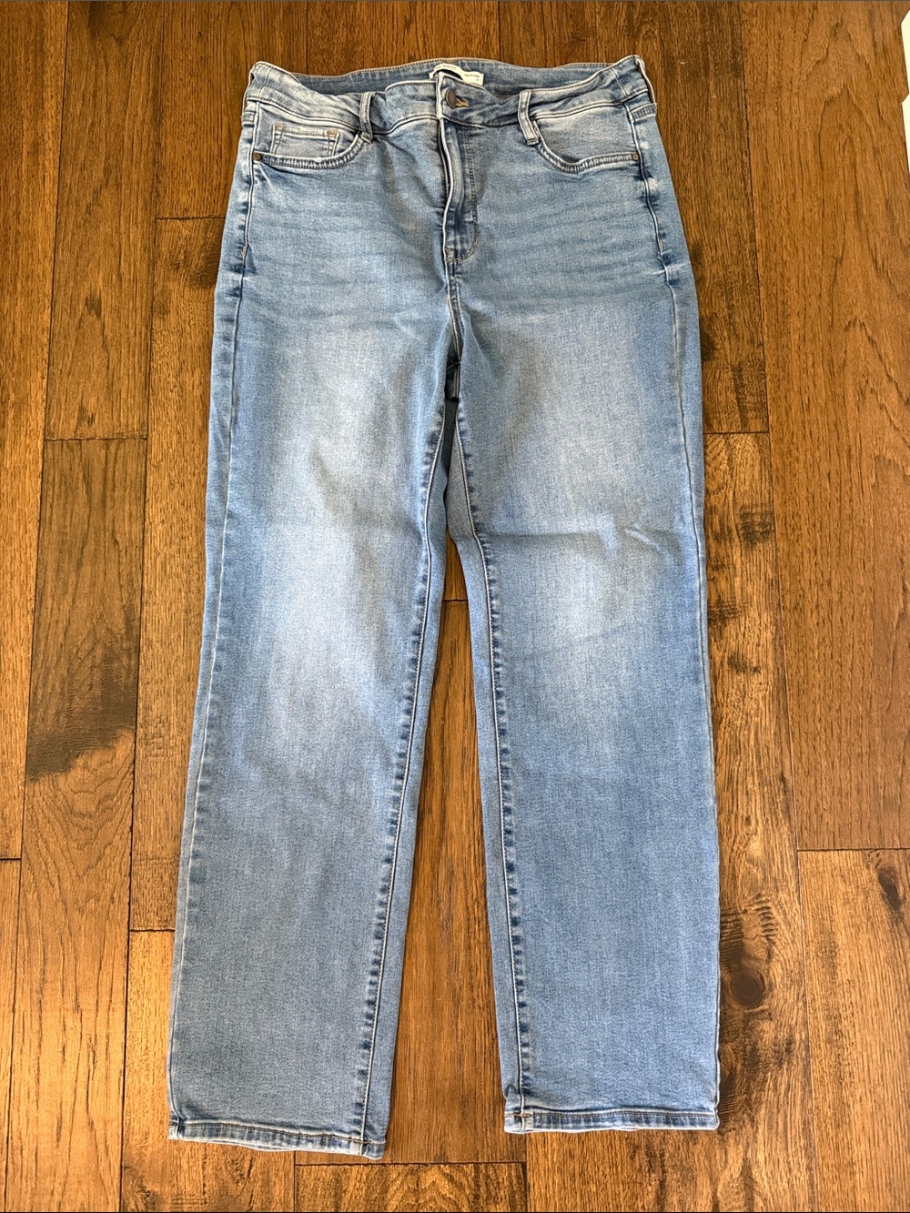 Nine West Light Blue Straight-Leg Stretch Jeans